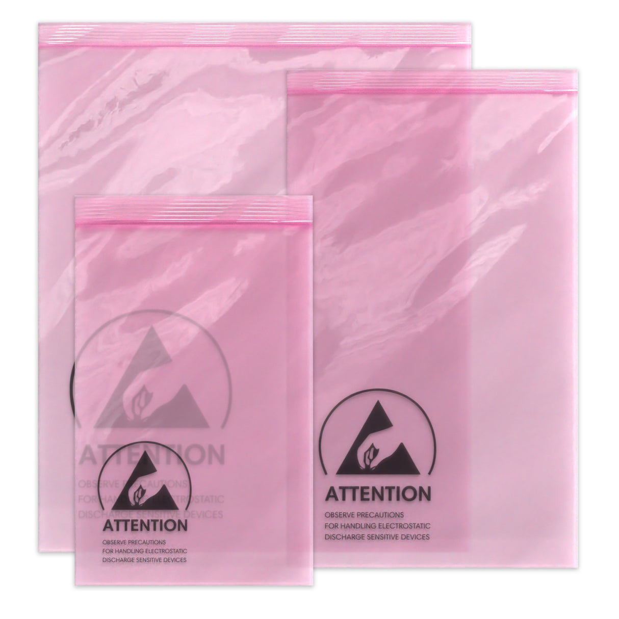 Buste antistatiche (ESD) rosa con chiusura zip