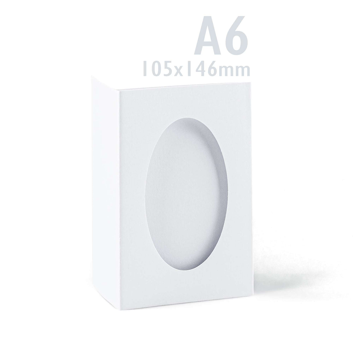 Confezione di biglietti bianchi a tre ante con finestra ovale