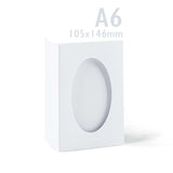 Confezione di biglietti bianchi a tre ante con finestra ovale