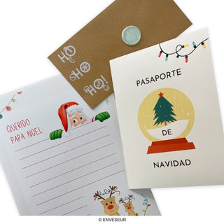Passaporto di Natale, busta B02DL-CH1, lettera di Babbo Natale e sigillo di cera