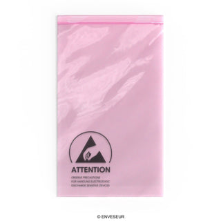 Buste antistatiche (ESD) rosa con chiusura zip
