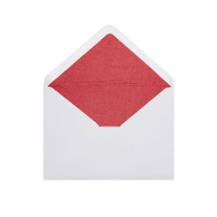 Paper Lined Envelopes White + Red Fancy Paper 114 x 162 mm (C6)